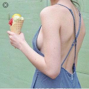 American Apparel Gingham Cross Back Romper